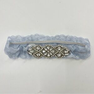 Blue Lace Bridal garter. Rhinestone garter. Something Blue